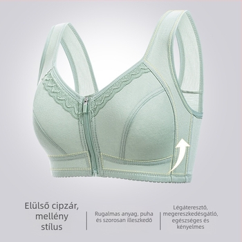 Puha pamut melltartó elöl záródó, merevítő nélküli, mellény-stílus, plusz méret, hátformázó design