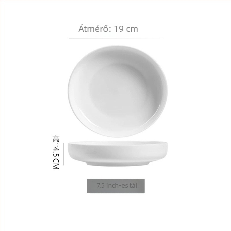 Mélytál csontporcelánból, modern egyszerű stílus, kör alakú forma, egyszínű mintázat