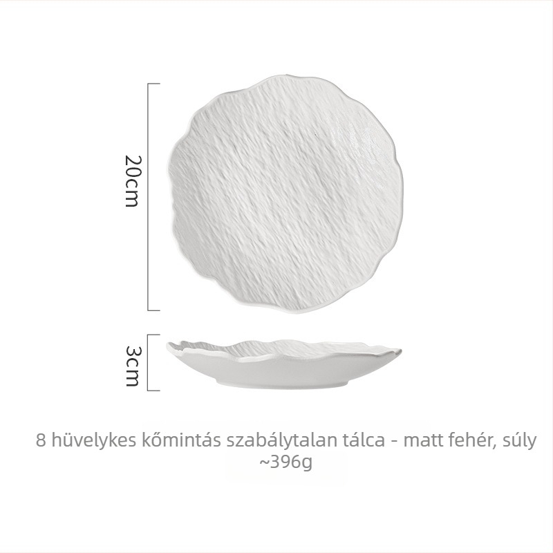 Kerámiatál aszimmetrikus formával, japán stílusban, mikrohullámú sütőben használható, testreszabás és logó nyomtatás elérhető.