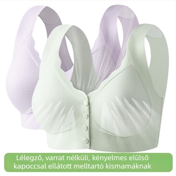 Varrás nélküli Ice Silk melltartó középkorú és idősebb nőknek, elől záródó, vékony, légáteresztő kosár, rögzített kosár