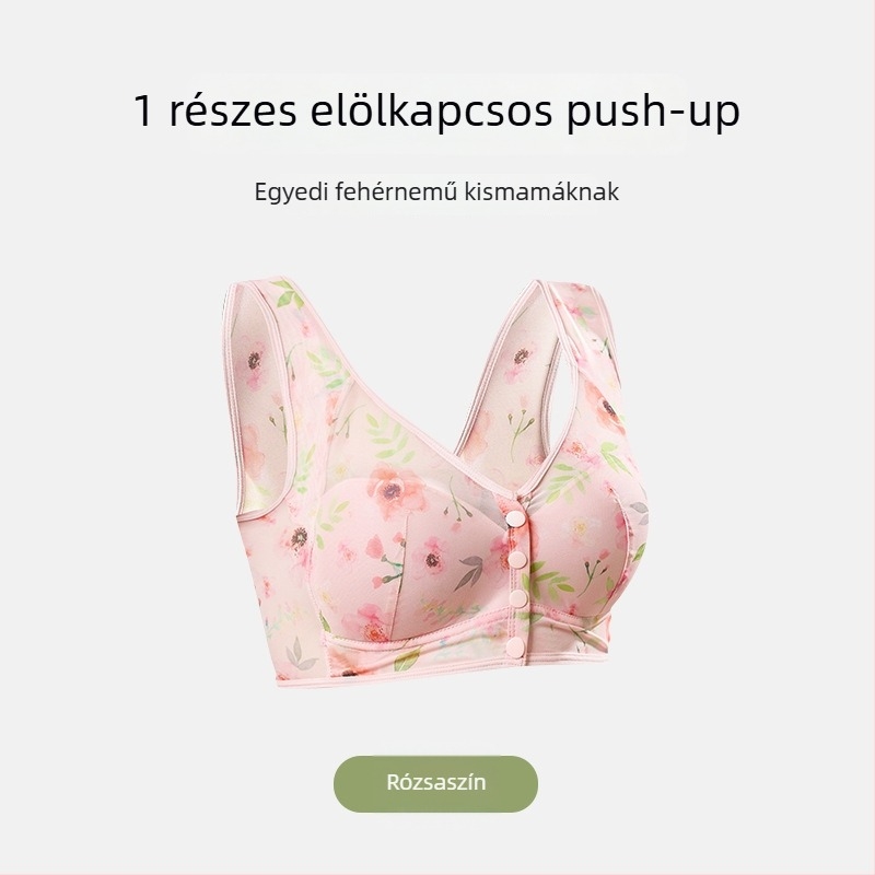 Anyasági melltartó elöl záródó, drót nélküli, mintás, lélegző, push-up kosár, mellény-stílus, plusz méret