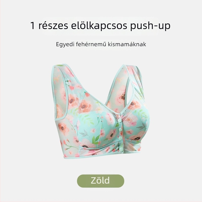 Anyasági melltartó elöl záródó, drót nélküli, mintás, lélegző, push-up kosár, mellény-stílus, plusz méret