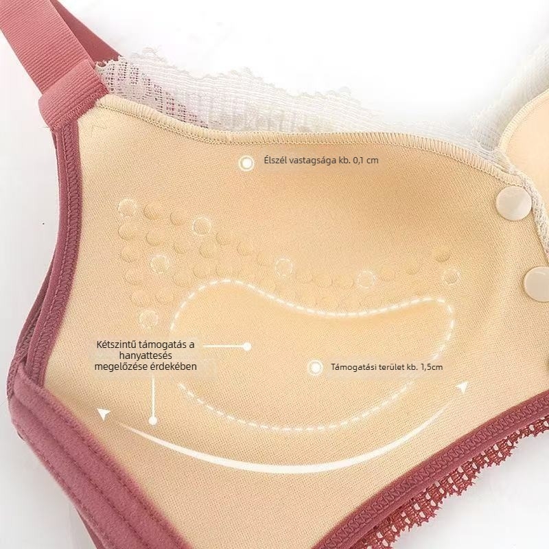 Elöl záródó push-up melltartó, csipkés hát, anti-sag, állítható dupla vállpántok
