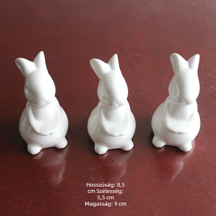 Porcelán nyuszi alakú tortatál, kör alakú, mázzal, mikrohullámú sütőben használható, modern minimalista stílus.