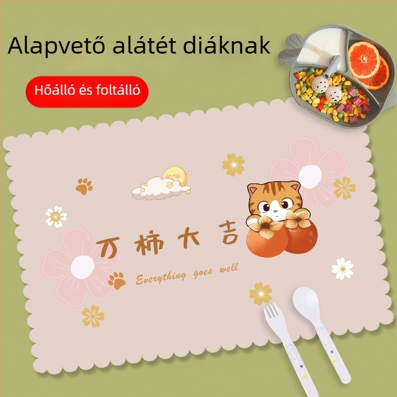 Vízálló négyszögletes étkezési alátét általános iskolásoknak, kockás mintával