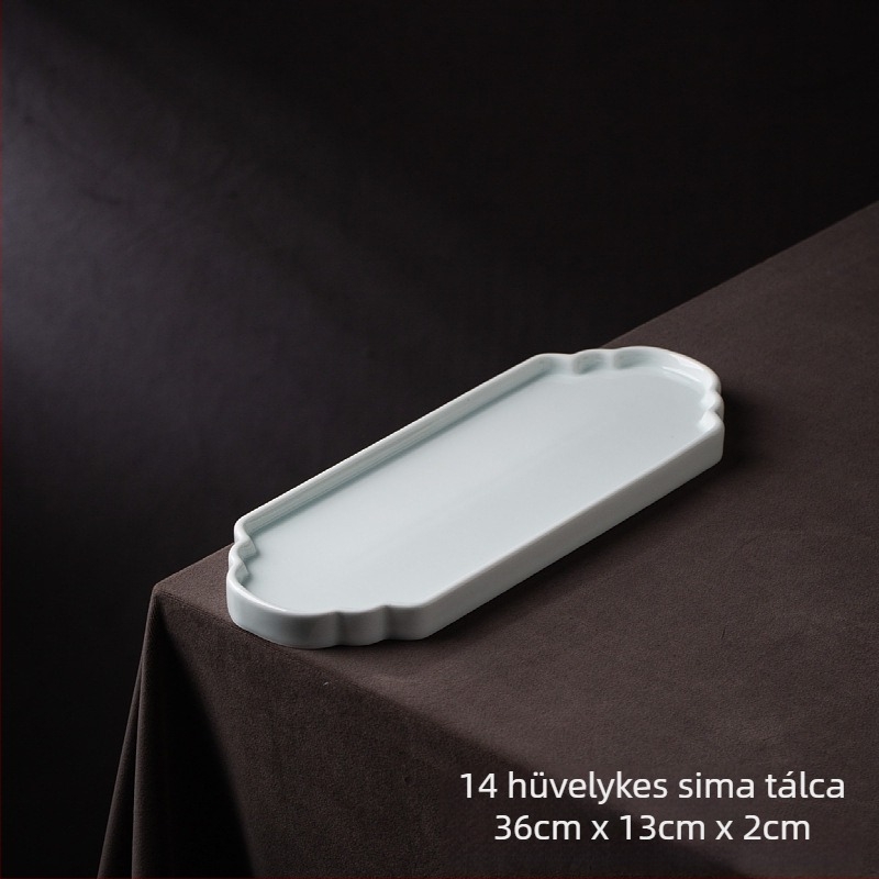 Porcelán négyszöges tálalótál teához és desszertekhez, színes mázas felület, mikrózható, új kínai stílus