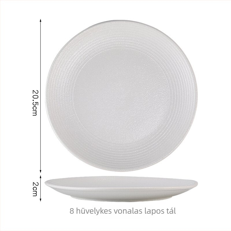 Kerek kerámia tányér, nordikus stílus, matt bevonat felület, egyszínű minta, mikrohullámú sütőben használható