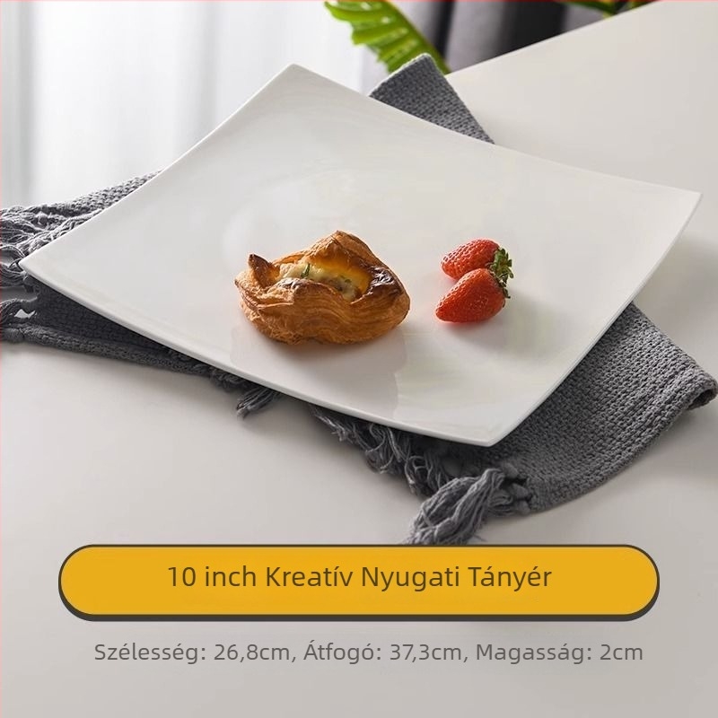 Csontporcelán négyszögletes tál, mikrohullámú sütőben használható, alglazúros felület