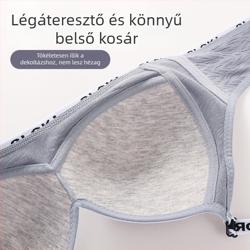 Drót nélküli melltartó, teljes kosár, Push-Up, hátsó tartás és anti-prolaps; anyag Nylon, bélés pamut; merev vállpántok; hátul három sor kapocs