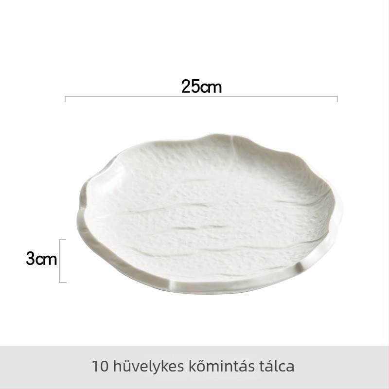 Porcelán lapos tányér, szabálytalan forma, szilárd minta, modern minimalizmus