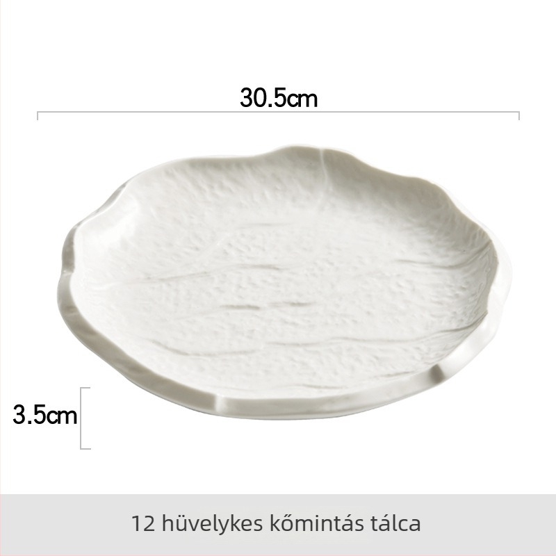 Porcelán lapos tányér, szabálytalan forma, szilárd minta, modern minimalizmus