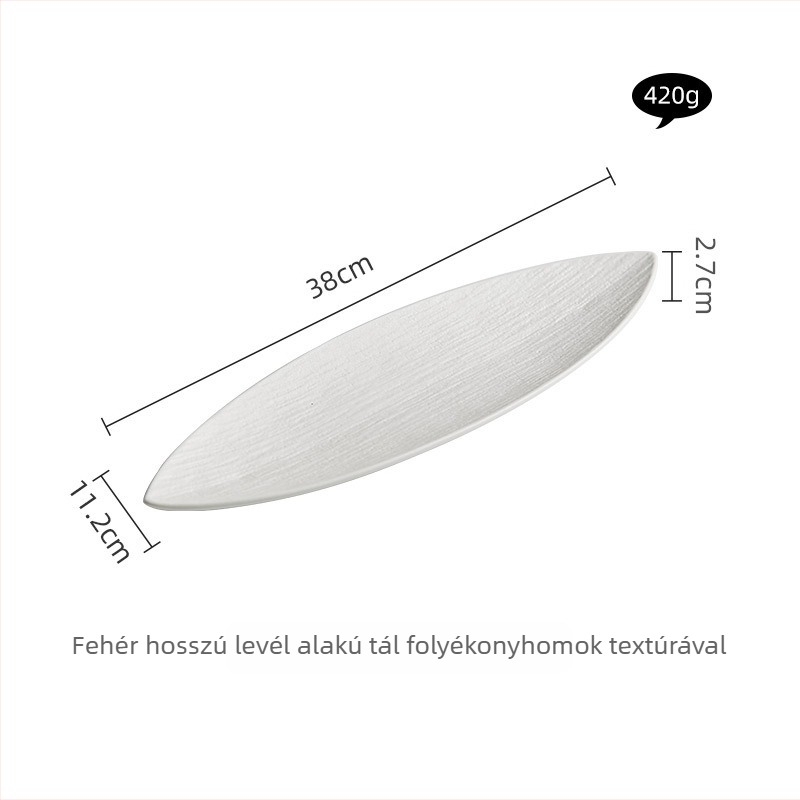 Levél alakú porcelán sushi tál, szabálytalan forma, modern minimalist stílus, mikrózható, logónyomás és testreszabás elérhető