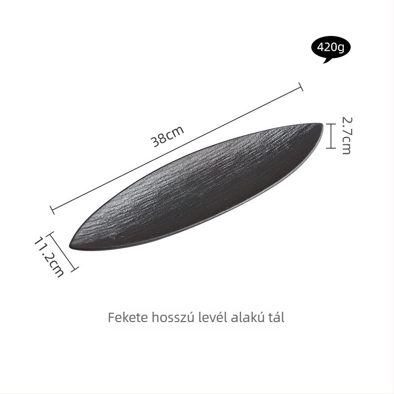 Levél alakú porcelán sushi tál, szabálytalan forma, modern minimalist stílus, mikrózható, logónyomás és testreszabás elérhető