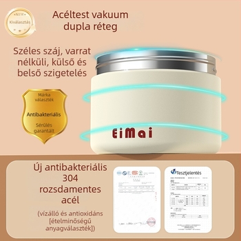 Élelmiszer-minőségű 304 rozsdamentes acélból készült szigetelt ebédes doboz, japán stílusú, kerek, zárható leves tartállyal, irodai dolgozóknak és diákoknak