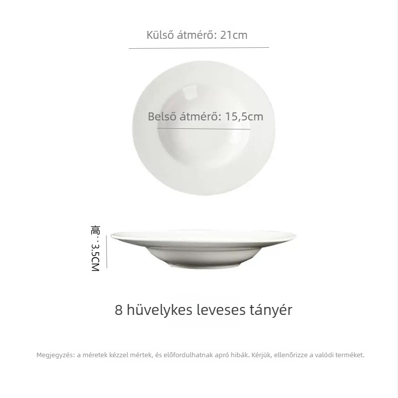 Porcelán vacsora tányér, kerek, modern egyszerű stílus, aláglazúros felület, mikrohullámú sütőben használható
