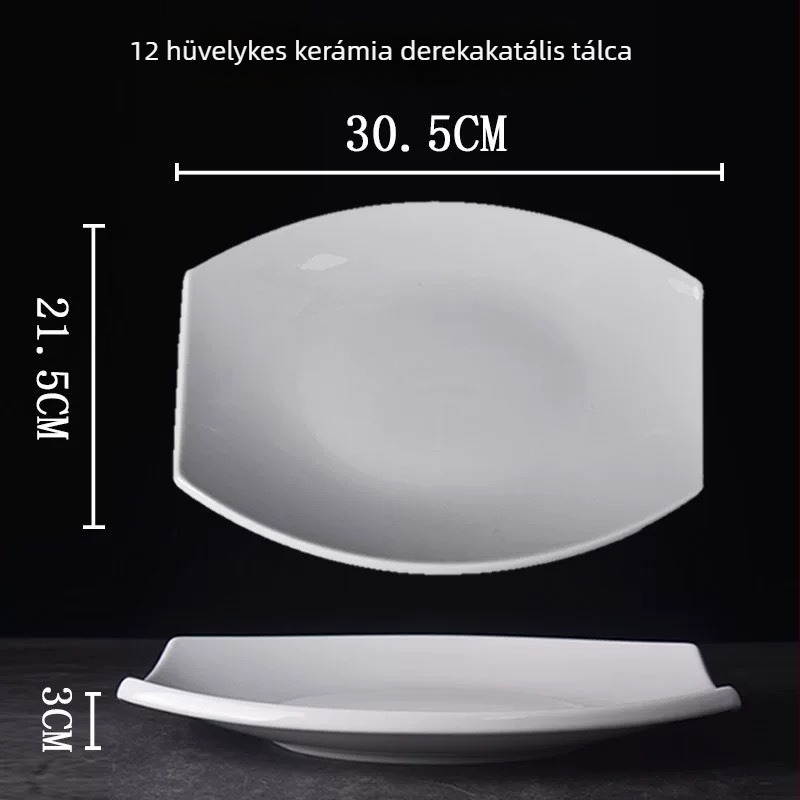 Porcelán tál, szabálytalan alakú, mázas felület, logó nyomtatásának lehetősége, 2023-as piacra dobás