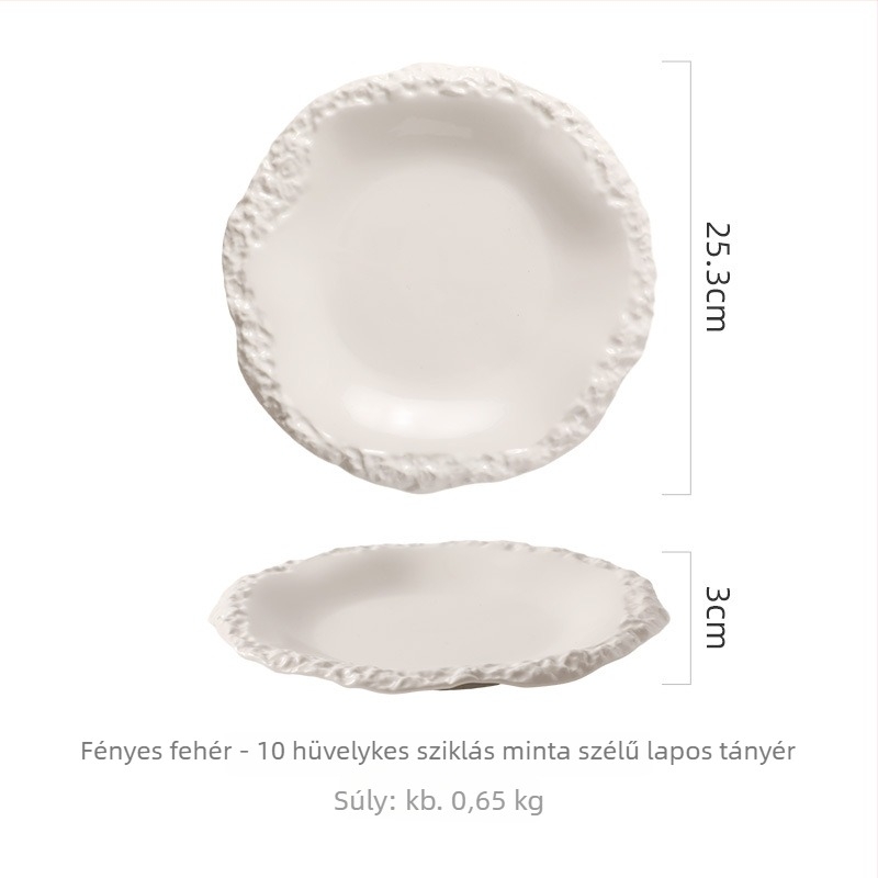 Porcelán tányér, kör alakú, egyszínű minta, modern minimalista stílus, mikrohullámú sütőben használható