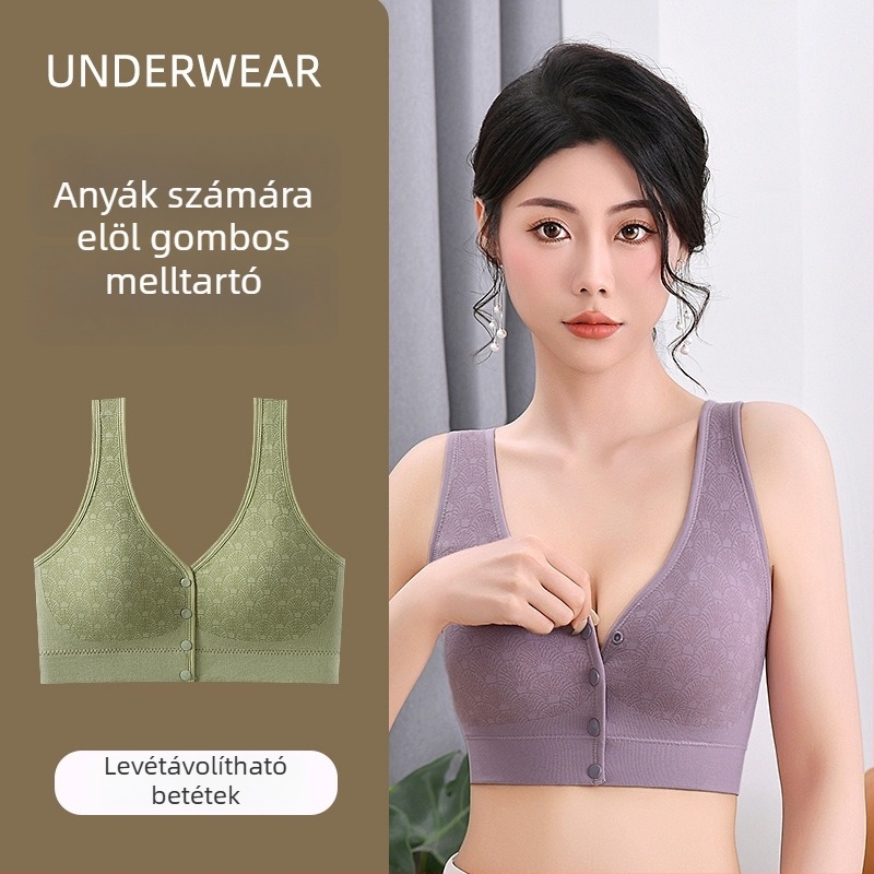 Elöl záródó szoptatós melltartó, merevítő nélküli, összegző fazon, vest-stílus