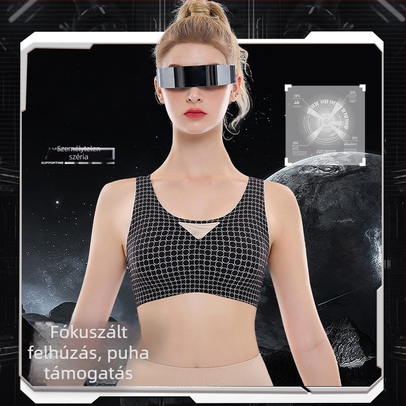 Bio-kerámiás, varrás nélküli sportmelltartó, fix kosár, teljes kosár, formázott kosár, rögzített dupla vállpántok, lélegző nylon spandex bélés, testformázó