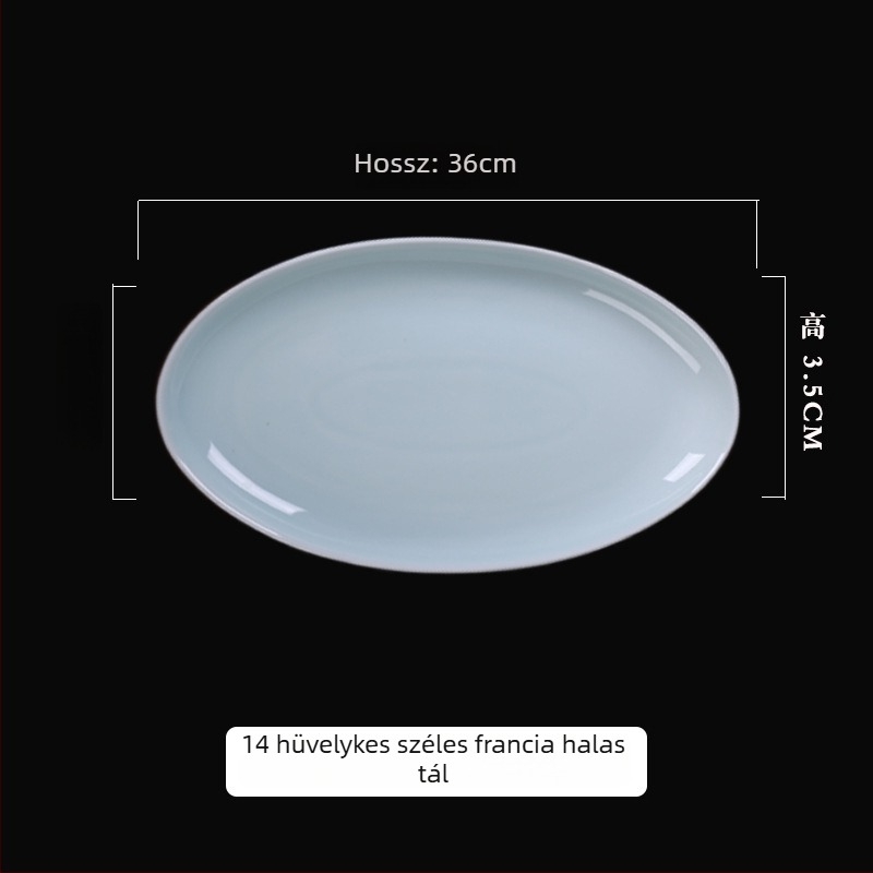 Halas tál, porcelán ovális alak, aláglazúros felület; mikrohullámú sütőben és mosogatógépben használható