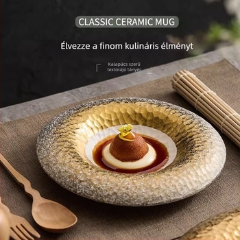 Qide QX-0365 porcelán tál szabálytalan formával, minimalistikus modern stílussal, alul mázolt felülettel, mikrohullámú sütőben használható