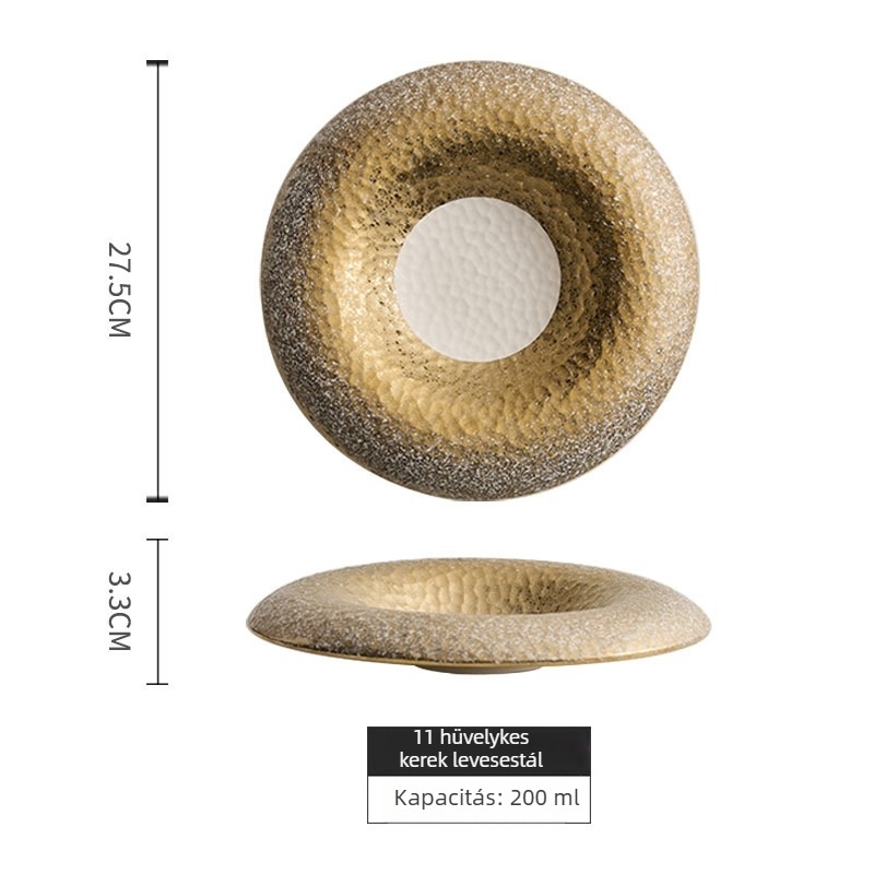 Qide QX-0365 porcelán tál szabálytalan formával, minimalistikus modern stílussal, alul mázolt felülettel, mikrohullámú sütőben használható