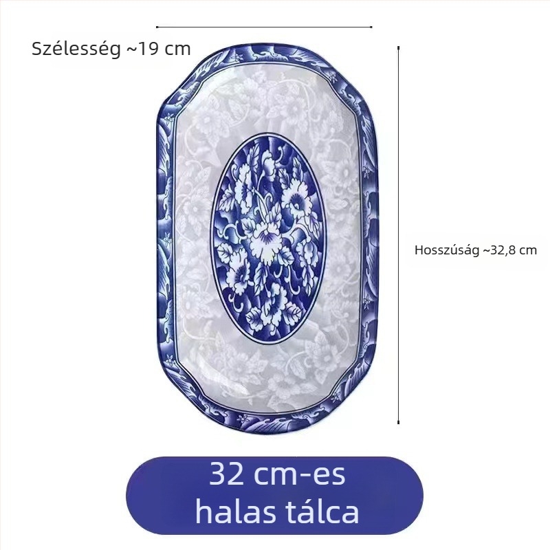 Kerámia étkészlet hagyományos porcelán motívummal, kerek alak, alglazúros felület, logónyomtatás és testreszabás elérhető