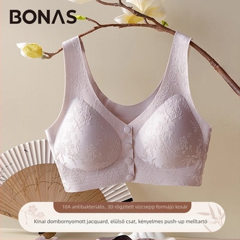 Bonas melltartó elülső záródással, új kínai stílusú reliefes jacquard mintával, vezeték nélküli, 10A antibakteriális, anyáknak és középkorú nőknek
