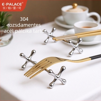 Szállodai fém evőeszköz- és pálcikatartó, cinkötvözet, elektroplakált felülettel, modern minimalista design, E-PALACE márka, 2 részes készlet, testreszabható