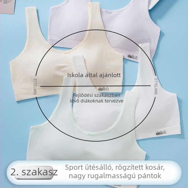 Plusz méretű pamut sportmelltartó lányoknak, merevítő nélküli, háromszög kosarakkal, 12–15 évesek számára