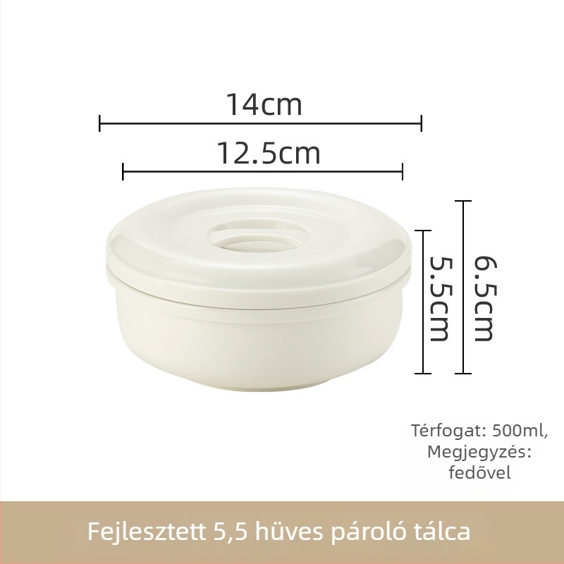 Porcelán gőzölő tál fedővel, tojás, leves és párolt hús számára — mikrohullámú sütőben használható, ajándékba kész, testre szabható