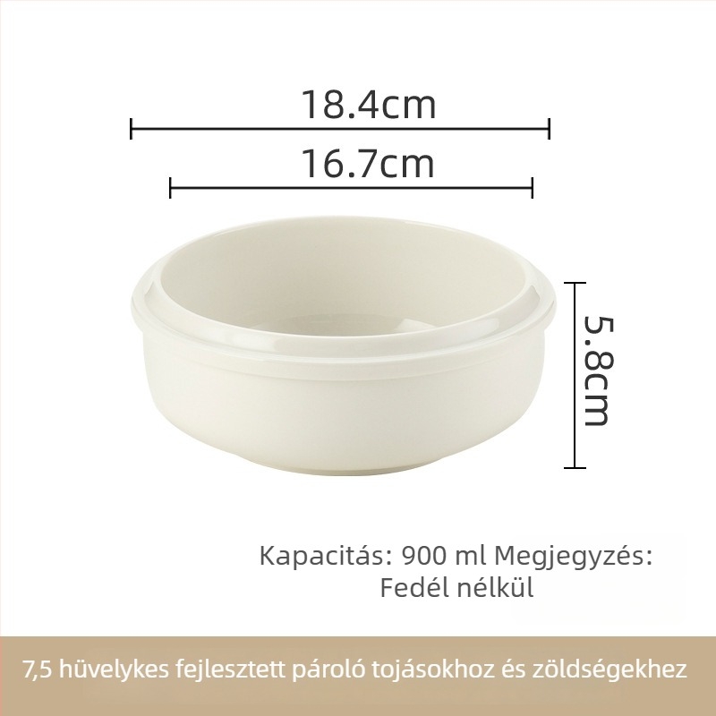 Porcelán gőzölő tál fedővel, tojás, leves és párolt hús számára — mikrohullámú sütőben használható, ajándékba kész, testre szabható