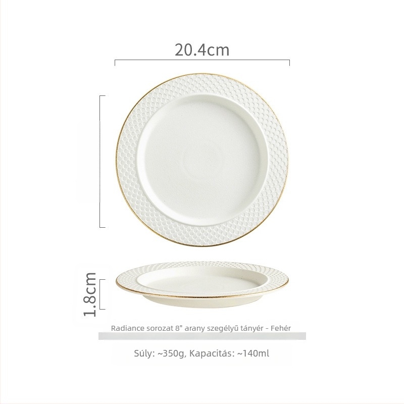 Porcelán lapos tál, matt felülettel, kerek formájú, mikrohullámú sütőhöz használható, modern minimalist stílus
