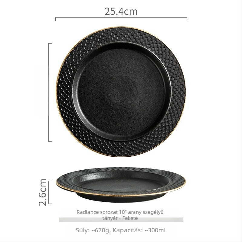 Porcelán lapos tál, matt felülettel, kerek formájú, mikrohullámú sütőhöz használható, modern minimalist stílus