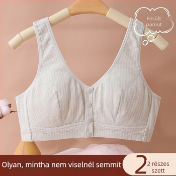 Plusz méretű melltartó előröl zárható, merevítő nélkül, pamut kockás, nőknek és időseknek, kényelmes és lélegző