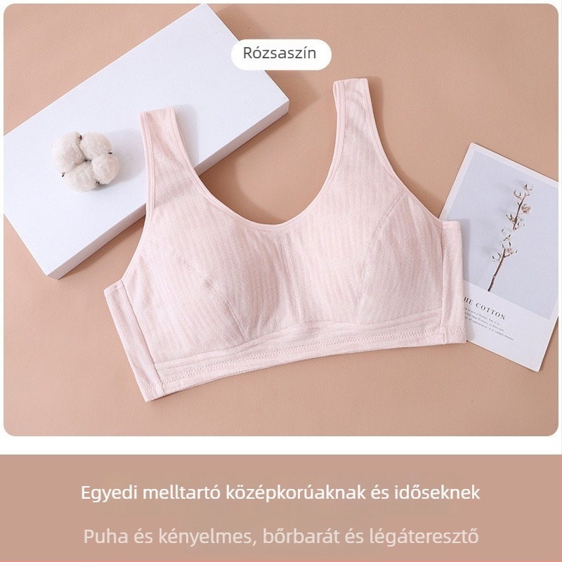 Plusz méretű melltartó előröl zárható, merevítő nélkül, pamut kockás, nőknek és időseknek, kényelmes és lélegző