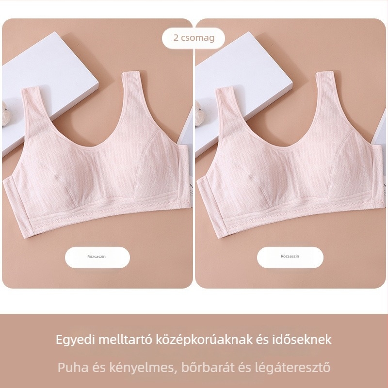 Plusz méretű melltartó előröl zárható, merevítő nélkül, pamut kockás, nőknek és időseknek, kényelmes és lélegző