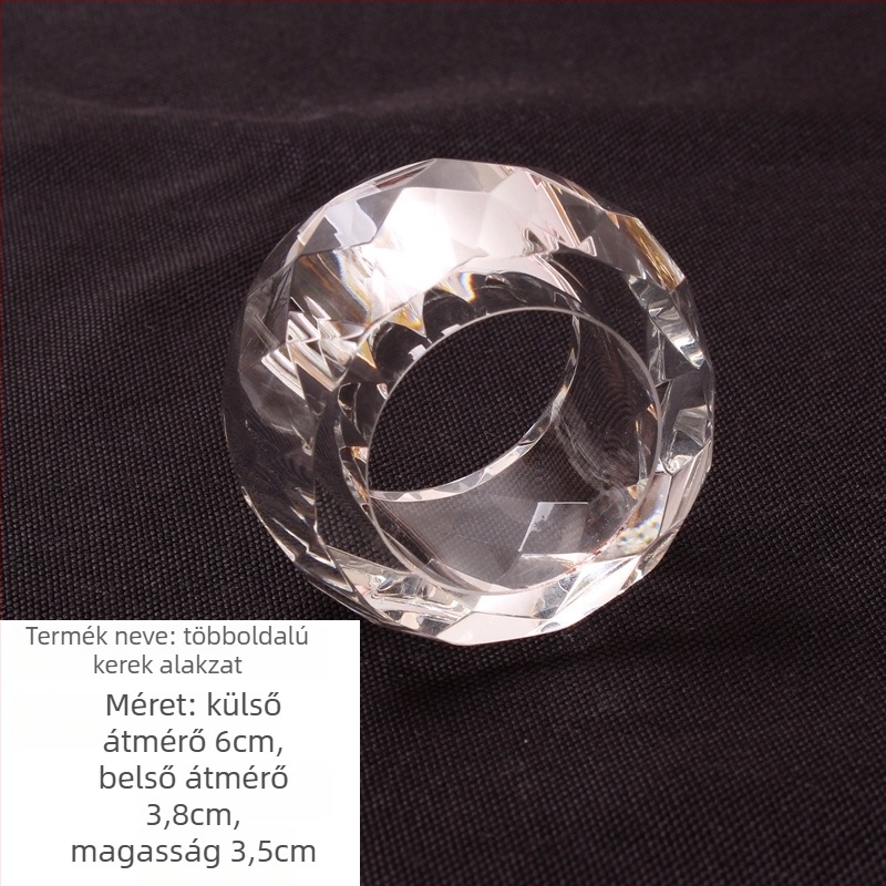 Kristály szalvétagyűrű, üveg, poligonális/kerek/ovális forma, elektroplatált felület, kreatív minta, logó nyomtatás, licencelhető magántűlajka