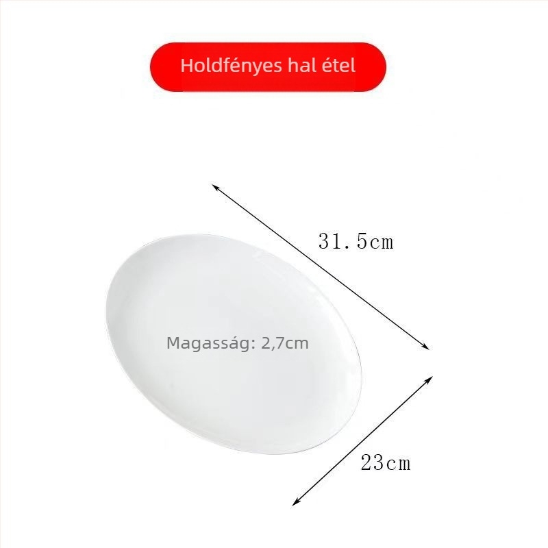 Tengjing csontporcelán halas tányér, kerek, logóval ellátva, mikrohullámú kompatibilis, testreszabható, >45% csontpor tartalom