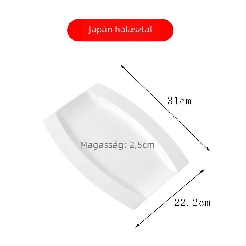 Tengjing csontporcelán halas tányér, kerek, logóval ellátva, mikrohullámú kompatibilis, testreszabható, >45% csontpor tartalom