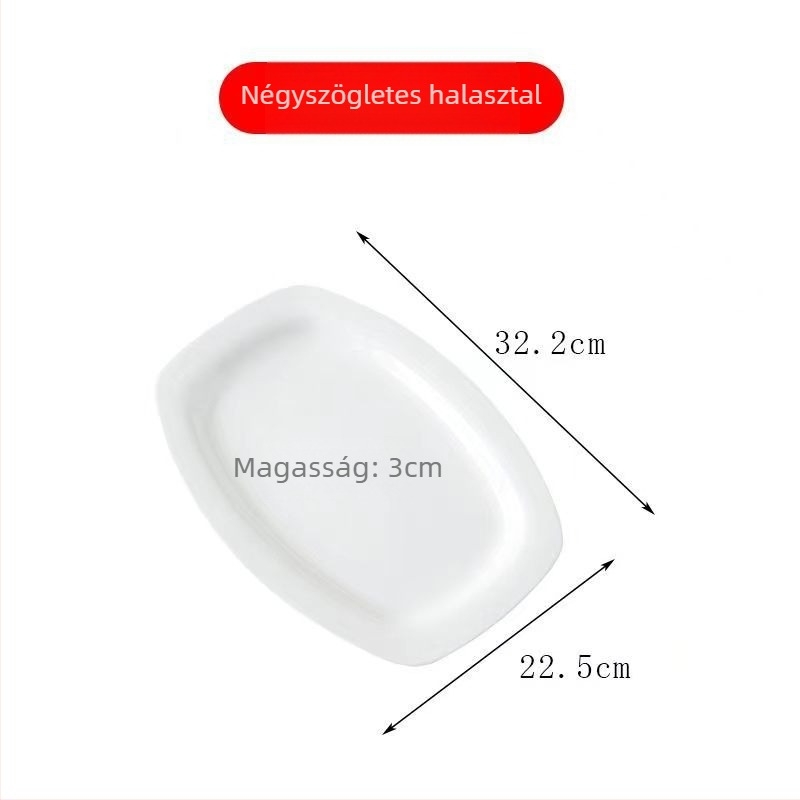 Tengjing csontporcelán halas tányér, kerek, logóval ellátva, mikrohullámú kompatibilis, testreszabható, >45% csontpor tartalom