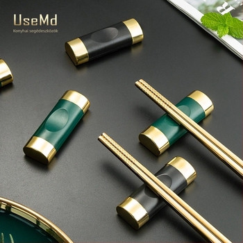 Szállodai asztalhoz készített chopsticks tartó – műanyag, elektroplatírozott felület, Graceful Emperor márka, logóval testreszabható, OPP csomagolás