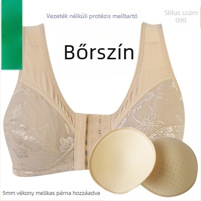 Posztoperatív szilikon melltartó-vest pamutból, előre záródó, drót nélküli, vékony kosár, időseknek
