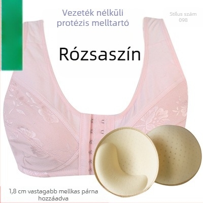 Posztoperatív szilikon melltartó-vest pamutból, előre záródó, drót nélküli, vékony kosár, időseknek