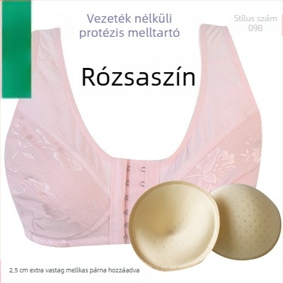 Posztoperatív szilikon melltartó-vest pamutból, előre záródó, drót nélküli, vékony kosár, időseknek
