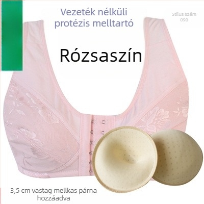 Posztoperatív szilikon melltartó-vest pamutból, előre záródó, drót nélküli, vékony kosár, időseknek