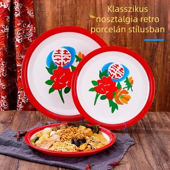 Mély melamin tál virágmintával, új kínai stílus, kör alakú, felület dekálokkal