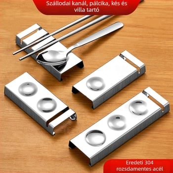 Rozsdamentes acél étkészlet-tartó, tükörfényes felület, két darabos készlet, integrált dizájn, kreatív mintázat