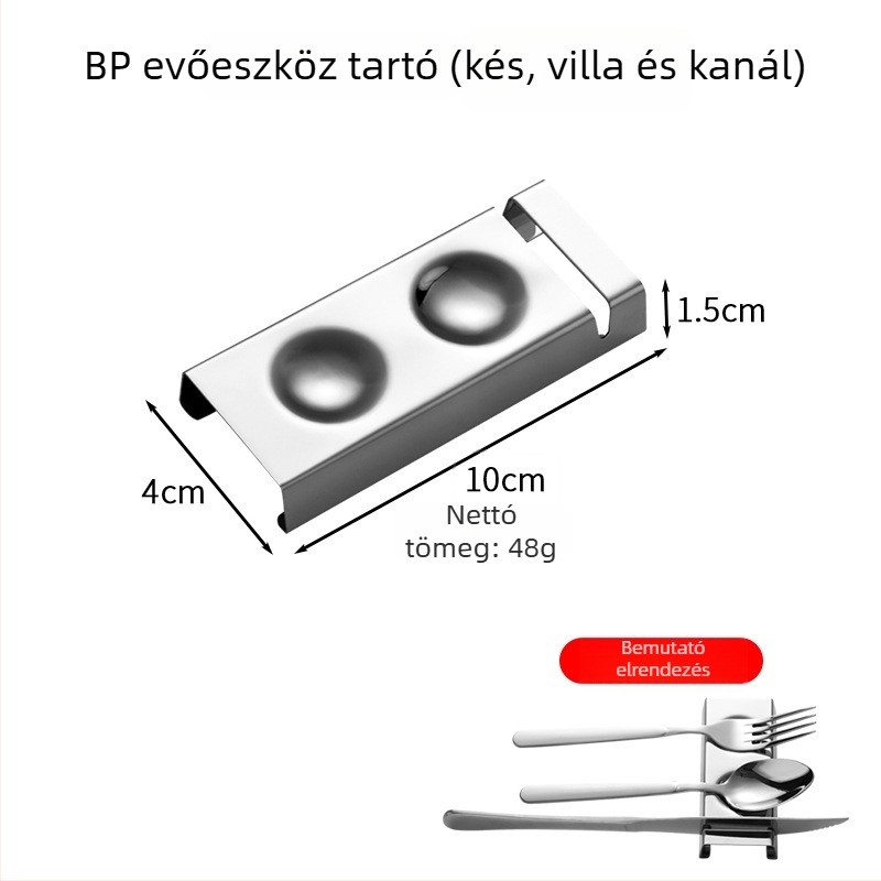 Rozsdamentes acél étkészlet-tartó, tükörfényes felület, két darabos készlet, integrált dizájn, kreatív mintázat