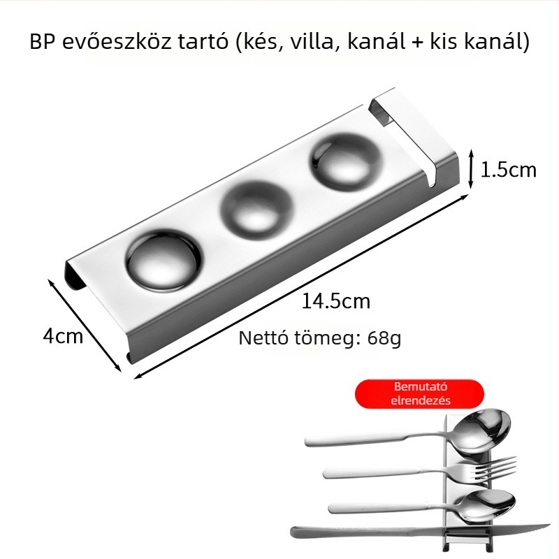 Rozsdamentes acél étkészlet-tartó, tükörfényes felület, két darabos készlet, integrált dizájn, kreatív mintázat